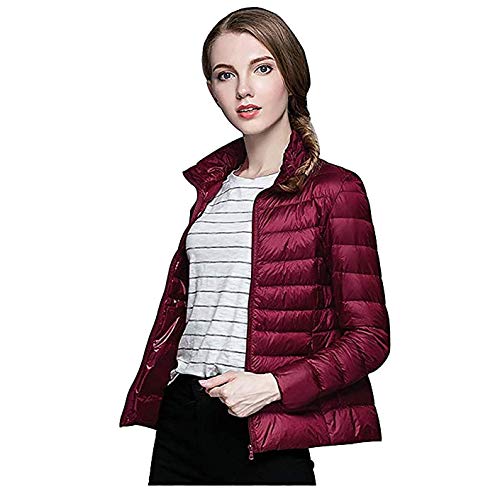 RUICHUANGS Plumífero para Mujer Ultra Ligero, Chaqueta Portátil de Plumón Ligero Cremallera Abrigo de Plumas Parka para Mujer Cover