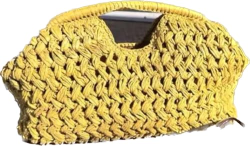 newbagggyy BAGS Women's Spring Summer Fashion Handheld Straw Woven Handbag Box Bags Knit Clutch (Yellow, One Size)
