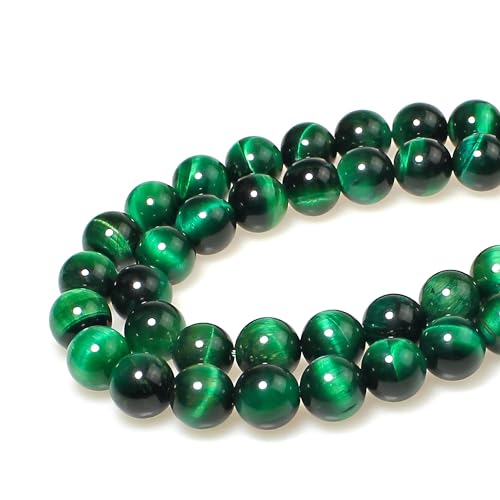 MJDCB Natural Round Stone Beads 8mm Green Tiger Eye Stones Loose Gemstone Beads for Jewelry Making Bracelet Necklace 43pcs - Image 3