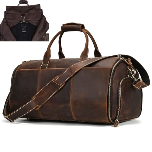 Housses de Costume en Cuir de Voyage Housses de Vêtements pour Transport Sac de Costume Sacs de Voyage Cuir Sac de Sport Sac de Voyage Vintage Protection pour...