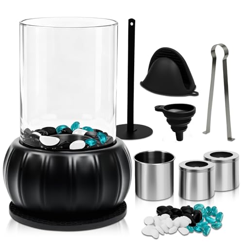 Innenfeuerstelle, Schreibtischkamin mit 3 Farben Deko Steinenmit, Desktop-Kürbis Party-Dekor, für Indoor & Outdoor, Balkon Wohnung Deko, Erstellen...