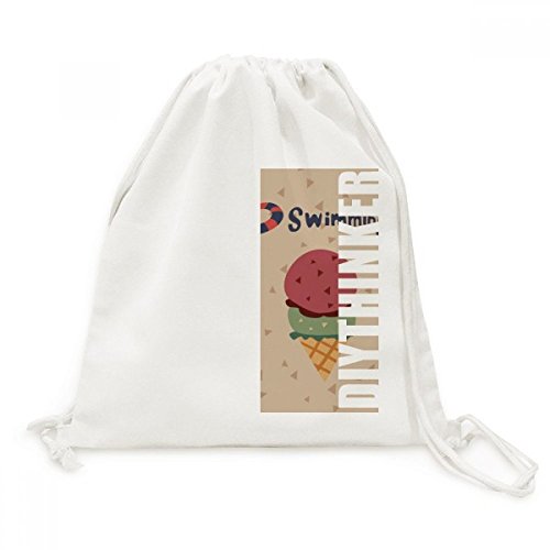Toile Drawstring Backpack Voyage Sacs imprimé crème glacée pour loisirs