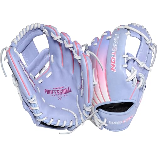 Easton | Professional Collection Fastpitch Softball Glove | Color Splash | Right Hand Throw | 12" | Periwinkle/Pink/White | Pro I-Web