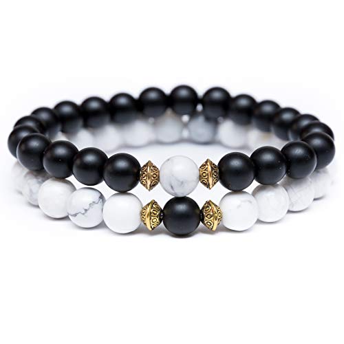 WICCSTAR Bracelet Longue Distance pour Couple avec Pochette à Bijoux et Carte de Signification