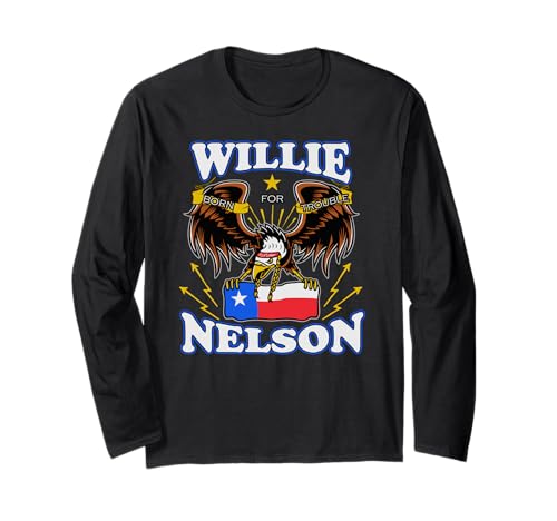 Official Willie Nelson Born For Trouble Country Band Retro Long Sleeve T-Shirt