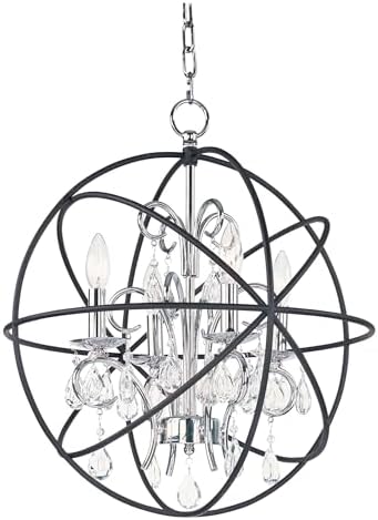 Maxim Orbit-Four Light Chandelier in Modern style-19 Inches Wide by 21.5 inches high-Anthracite/Polished Nickel Finish -Tra