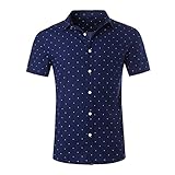 Men's Premium Polka Dot Print Casual Shirt Short Sleeve Cotton Shirts