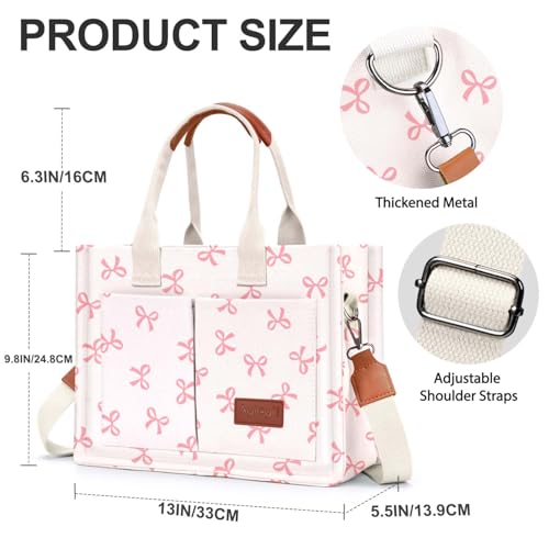 Image of Canvas Tote Bag for Women with Pockets Crossbody Bag Tote Shoulder Handbags Casual Work Bags Everything Tote Bag