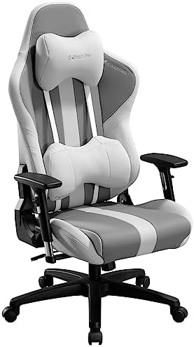 Bauhutte G-551-WH Gaming Chair Fabric Reclining 3D Armrest Lumbar Support Locking Function White