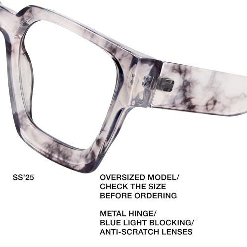 Image of livho Oversized Eyewear Frame for Woman and Men - Rectangle Fashion Glasses for Computer, Chic Preppy Frame