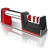 Knife Sharpener, Joso Professional Kitchen 3 Stage Stainless Knife Sharpener with Diamond Tungsten Ceramic to Repair, Restore and Polish Blades and Scissor Quickly, Safely, Easy to Use, Non-Slip Base