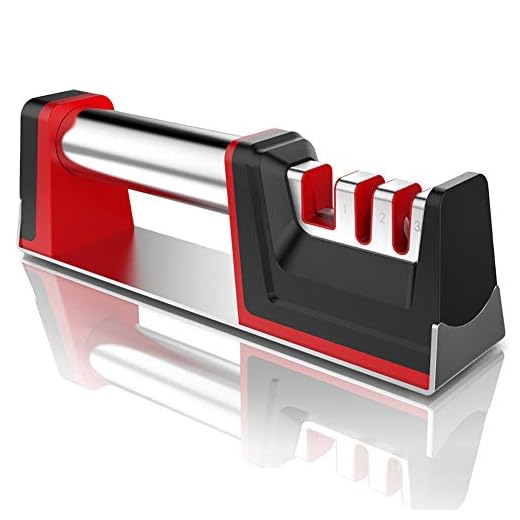 Knife Sharpener, Joso Professional Kitchen 3 Stage Stainless Knife Sharpener with Diamond Tungsten Ceramic to Repair, Restore and Polish Blades and Scissor Quickly, Safely, Easy to Use, Non-Slip Base
