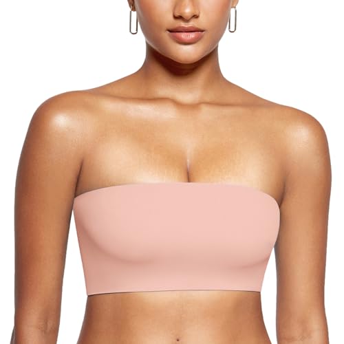 Image of INLYRIC Women's Inbarely Strapless Bandeau Bra Bralette Tube Top Seamless Comfortable Stretchy Non Padded Bras Tops