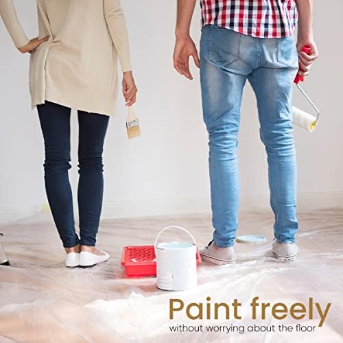 Pack of 6 Plastic Dust Sheets for Decorating - 12ft X 9ft Waterproof Polythene Dust Sheet, Clear Plastic Sheet & Ideal Plastic Sheets for Painting, Furniture, DIY, Floor, Stair Case