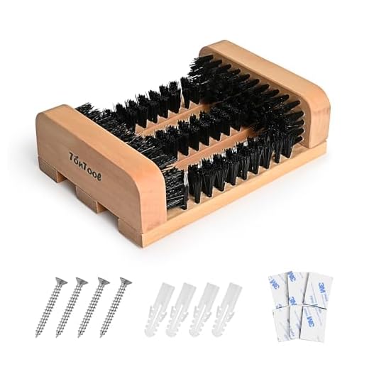 TonTool Wooden Boot Brush Scraper Outdoor - Boot Scrubber - Boot scrapers with Brushes Outdoor Mud & Dirt -8.27 * 5.91 * 2.52
