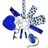 Zesirmay Keychain Set for Women with Alarm, Pom Pom, Whistle, Gifts for Girls, Friends, Women, Mom and Daughter (Cool-Blue)