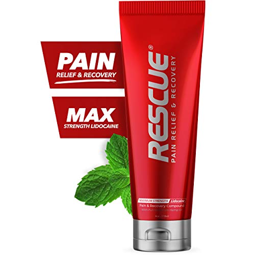 Rescue Pain Relief and Recovery Cream 4 oz Maximum Strength Lidocaine HCl 4%