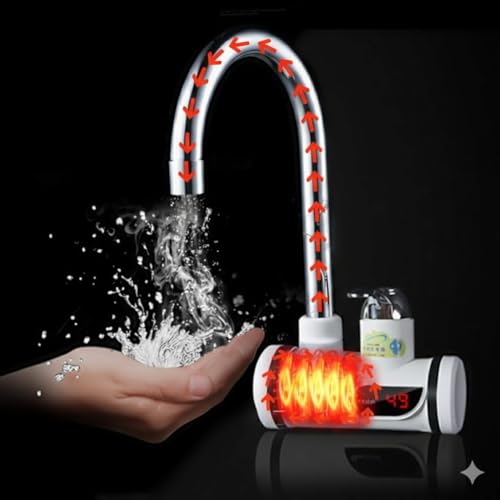 Image of Drumstone Tap Geyser Instant Water Heater | 3000W Fast Heating | Temperature Display | Kitchen & Bathroom Use | Energy Efficient | Safe Auto Cut-off | Easy Installation | Silver