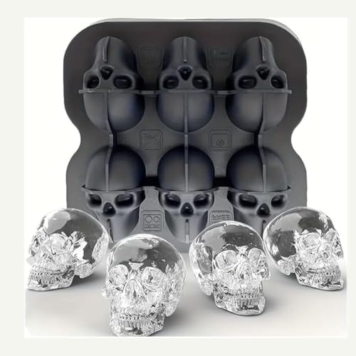 Molde de silicona para cubitos de hielo calavera 6 cavidades miniatura 1