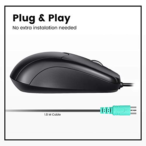 Perixx Perimice - Mouse PS2, 1000 dpi, colore: Nero Nero PS2