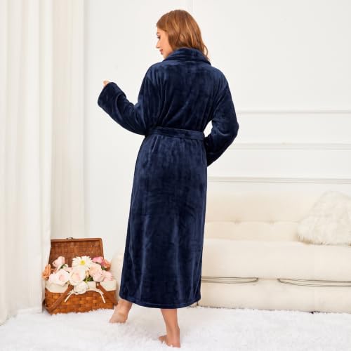 Image of RONGTAI Womens Bathrobe Ladies Fleece Plush Warm Long Robes Fleece Nightgown Sleepwear