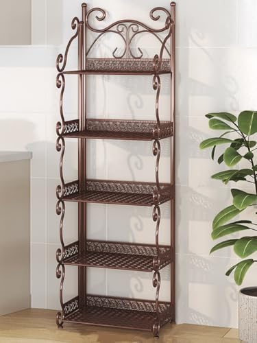 Versatile Metal Plant Shelf - Easy to Assemble Iron Floor Rack Organizer for Kitchen, Living Room, Bathroom & Indoor/Outdoor Use - Space-Saving Design