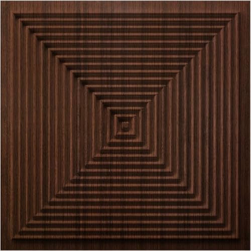 Image of Kayra Decor 3D PVC Wall Panels for Bedroom & Living Room | Pryamid Design |Walnut Wood Color | 19.7 x 19.7 Inch | Pack of 40 | 107.6 Sq Ft