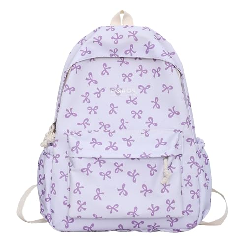 Mochila escolar para niñas con diseño de lazo de gran capacidad para el instituto y universidad