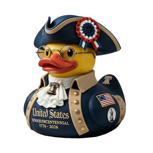 SONGBIRDTH American Independence 250th Anniversary Duck Figurine Patriotic Resin Veteran Duck Statue 4th of July Celebration Painted Finish