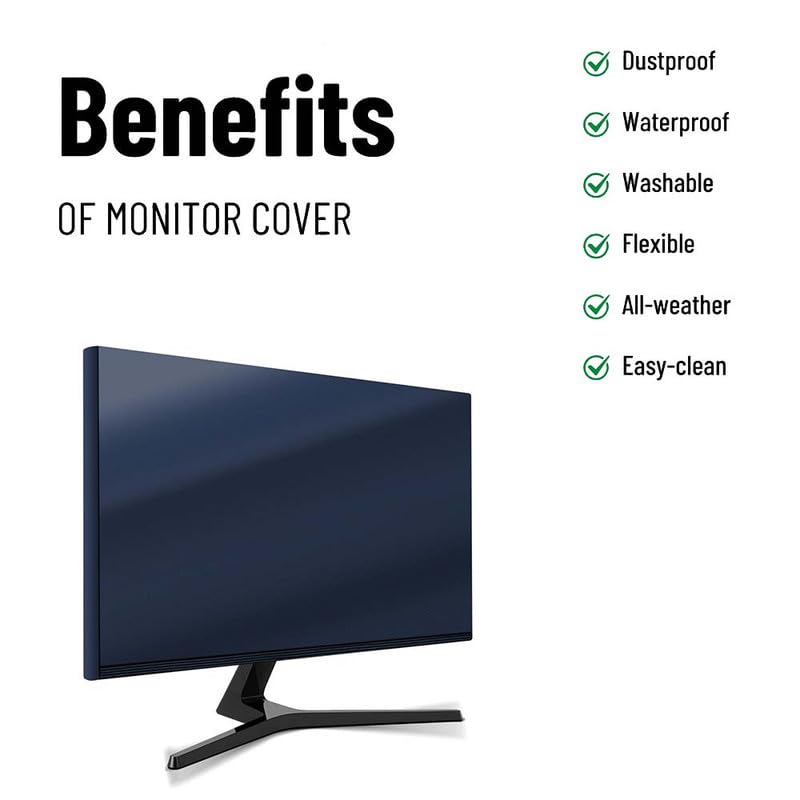 Image of FCS Water Resistant Nylon Fabric Anti-Static Dustproof LCD /LED /HD Monitor Cover Compatible for 24inch {Dell |HP| LG |Lenovo |Samsung |Acer |Benq } All Brands Displays-Fits All Flat & Curved
