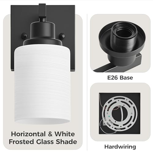 Image of Set of 2 Wall Sconces for Bathroom Black Single Light Vanity Light