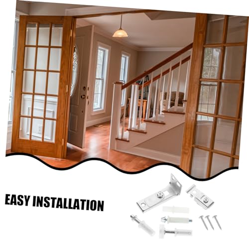 Kit de reparación de herrajes para puerta plegable con guía de riel y ruedas | Aleación de aluminio, acabado plateado, operación deslizante suave, estilo minimalista para hogares y centros comerciales miniatura 4