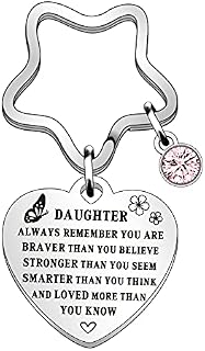 QMVMV Daughter Gifts Daughter Keyring from Mum Dad Always Remember You are Braver Than You Believe Birthday Wedding Christmas Gifts for Daughter