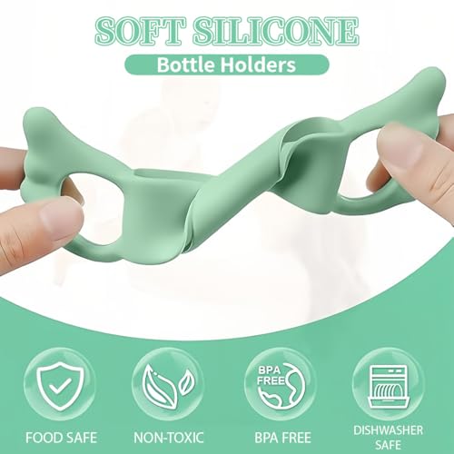 NJCXOLA 2 Babyflaschengriff aus Silikon,Breitkalibriger quadratischer Flaschengriff Silikonhohlgriff mit Engelsgriff Flaschenzubehör(4.5 * 13cm)