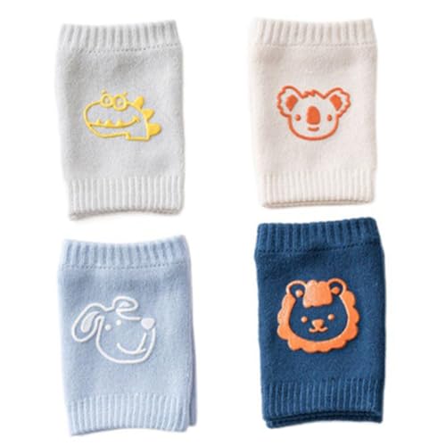 Healeved 1set Crawling Protector Knee Pads Cute Cartoon Animal Design Comfortable Walking Pads for Boys for Safe Crawling Warmth 4pairs