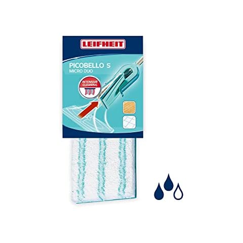 Leifheit Wiping pad Picobello S Micro Duo, made of microfibers with slightly protruding special bristles, absorbent wiper replacement cover, wiper cover ideal for all smooth floors Cover
