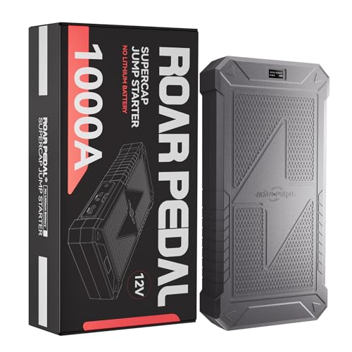 Roar Pedal Super Capacitor Jump Starter No Need Pre-Charge No Battery 12V Portable Car Jump Starter for All 12V Gas and Diesel Car Portable Jump Box with Display