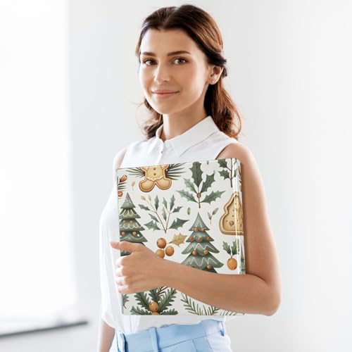 Image of Gingerbread Plant Green Christmas Tree Cookie 3 Ring Binder with 2 Interior Pockets 1.5 inch Binders 3 Ring Heavy Duty Fit 8.5 inch x 11 inch Letter Size for Office School, 2 Pack