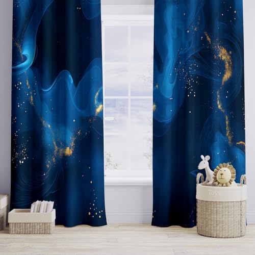 Rideaux opaques bleu pour préserver l'intimité du salon