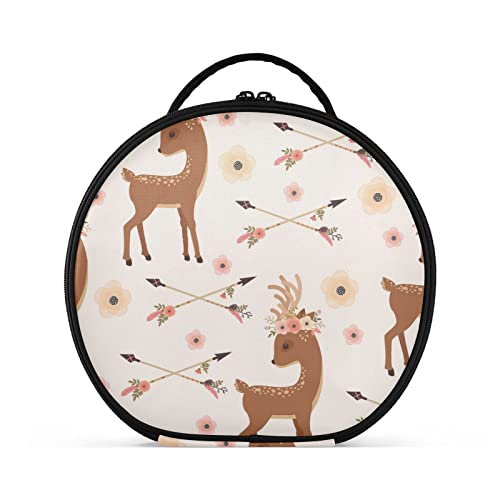 linqin Caja organizadora de maquillaje portátil para mujer, estuche de maquillaje de viaje con divisores ajustables, elegante bolsa de aseo de ciervo para cosméticos, brochas, artículos de tocador y