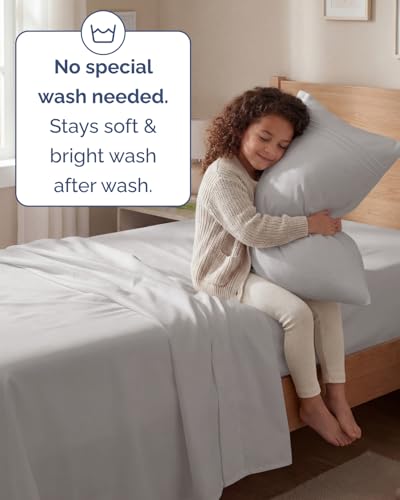 Twin Size 3 Piece Sheet Set - Comfy Breathable & Cooling Sheets - Hotel Luxury Bed Sheets for Women and Men - Deep Pockets, Easy-Fit, Soft and Wrinkle Free Sheets - Light Grey Oeko-Tex Bed Sheet Set — view 6
