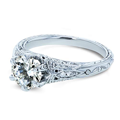 Kobelli Moissanite (GH) 6-Prong Antique Style Engagement Ring 1 1/6 CTW 14k White Gold4