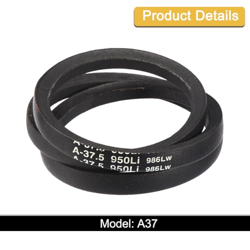 Image of uxcell A37 1 /2 Classic Wrapped V-Belt, 39 inch Outside Circumference, Black, Industrial Rubber V-Belt
