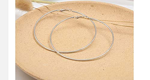 Dainty 80mm Silver Big Large Hoop Earrings For Women Sensitive Ears Fashion Round Circle Huggie Hypoallergenic Hoops Minimalist Hooped Jewelry Gifts Bff Birthday2