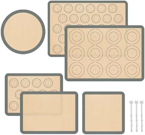Silicone Baking Mat Set of 6, Silicone Mats for Baking, Baking Sh...