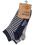 Fein gerippter Bund ROADSIGN australia Unisex Sneakersocken in Knöchellänge grau/navy  43-46