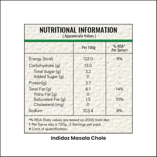Image of Indidoz Masala Chole Ready to Eat | Spicy & Tangy Chickpeas in Punjabi Style Gravy | Authentic North Indian Curry | Heat & Eat Meal | No Preservatives | 300g