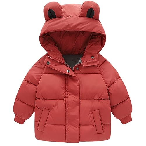 JELEUON Little Girls Boys Winter Warm Cartoon Zipper Cute Bear Ears Hoodie Jacket Down Puffer Coat Outwear 100