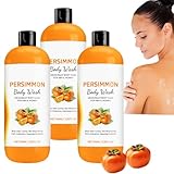 Persimmon Body Wash, natürliches Deodorant Persimmon Duschgel zur Entfernung von Körpergerüchen, tiefenreinigend und feuchtigkeitsspendend, gleichmäßiger Hautton, erfrischender Duft (3pcs)