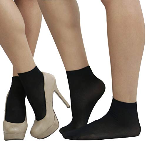 Image of ToBeInStyle Women's Pack of 6 Trendy Sheer Nylon Crew Sock Stockings